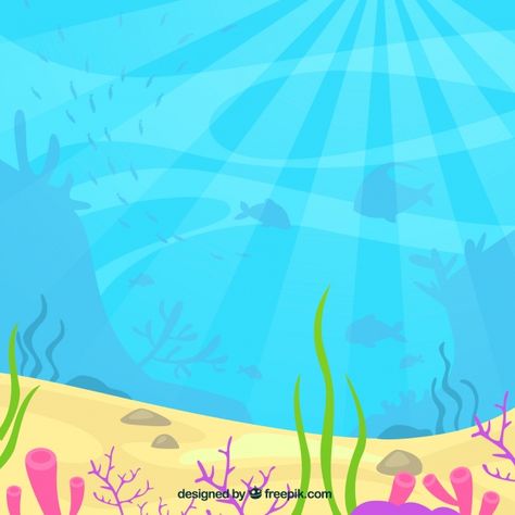 Underwater background with aquatic animals. Download thousands of free vectors on Freepik, the finder with more than a million free graphic resources Baby Shark Background, Shark Underwater, Shark Background, Shark Illustration, Underwater Background, Cartoon Sea Animals, Shark Themed Birthday Party, Shark Logo, Shark Tattoos