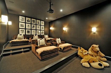 I really need to do something with our media room. Media Room, Melanie Turner Media Room Decor, Media Room Seating, Houston Interior Designers, Theater Design, Home Theater Setup, At Home Movie Theater, Home Theater Rooms, Gorgeous Interiors, Entertainment Center Decor