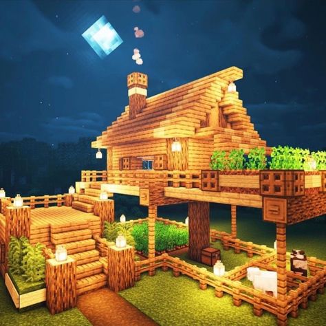 Mincraft Idea Houses Birch, Minecraft Barndominium, Oak Minecraft House Easy, Small Birch House Minecraft, Birch Houses In Minecraft, Birch Wood House Minecraft, Birch And Oak House Minecraft, Minecraft House Birch, Acacia Wood House Minecraft