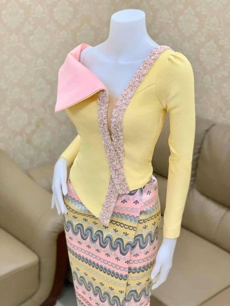 Myanmar Outfit, Myanmar Fashion, Autumn Outfit Ideas, Burmese Clothing, Traditional Dresses Designs, Myanmar Traditional, African Print Dress Designs, Myanmar Traditional Dress, Myanmar Dress Design