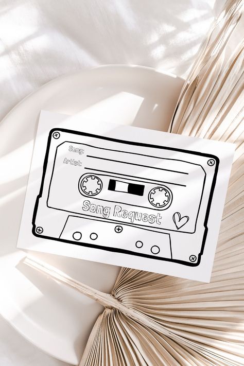 These cassette tape song request cards are the perfect addition to your wedding or party. Send along with the RSVP'S or keep a pile of them at your venue so your guests can request their favourite songs. #cassettesongrequest #weddingprintables Song Request Cards, Wedding Song Request, Song Request, Wedding Song, Cassette Tape, Wedding Templates, Cassette Tapes, Cards Wedding, Wedding Printables