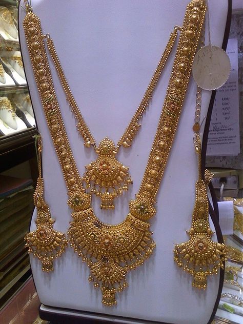 Rani Set Gold, Har Set Design Gold, Indian Gold Jewellery Design Bridal Sets, Rani Har Gold Design, Indian Jewellery Design Gold Necklace Set Bridal Jewelry, Gold Sitahar Design, Sitahar Necklace Gold, Bridal Gold Jewellery Design Indian, Rani Har Gold