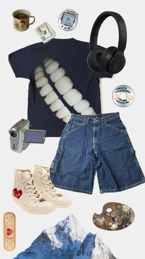 #blue #mountains #headphones #tamagotchi #jorts #tshirt #fit #outfitinspo Blue Mountains, Dream Clothes, Connect With People, Your Aesthetic, Creative Energy, Headphones, Energy, Outfit Inspo, T Shirt