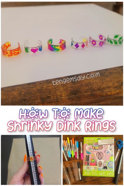 Homemade Shrinky Dink, Plastic Cup Shrinky Dink, Christmas Shrinky Dink Ideas, Makerspace Crafts, Shrinky Dink Rings, Cute Shrinky Dink Ideas, Shrinky Dink Ideas Templates, Shrinky Dink Charms, Shrinky Dink Keychain