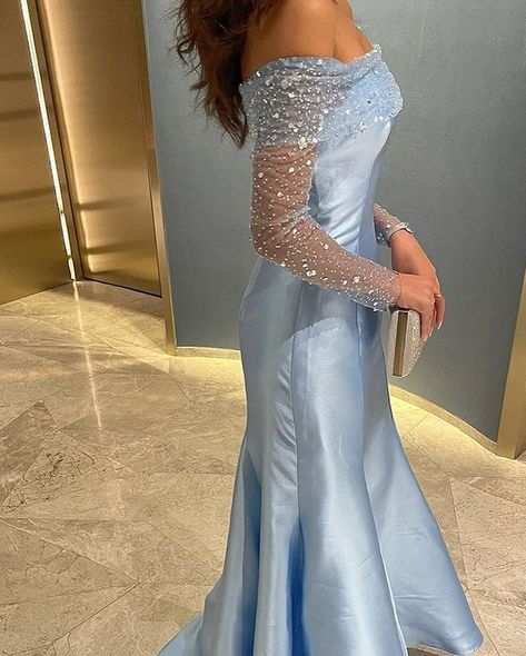 Embody grace, embrace your dreams.✨ #ootdfashion #ootdshare #outfitoftheday #outfitpost #styleinspiration #virtualstylist #minimalstyle #clubllondon #classyvision #parisianchic #abayastyle #dubaifashion #femininestyle #larosabride Arabic Evening Dress, Dress For Women Wedding, Ice Blue Dress, Crystal Prom Dress, Formal Occasion Dress, Wedding Dress Store, Satin Evening Dresses, Evening Dress Floor Length, Blue Evening Dresses