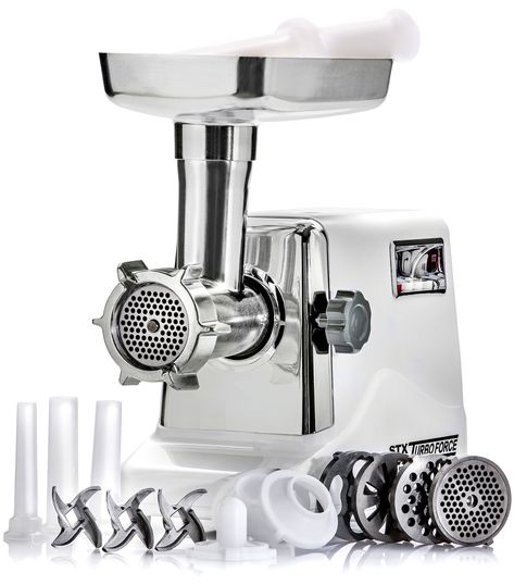 STX International STX3000TF Turboforce 3 Speed Electric Meat Grinder and Sausage Stuffer Heavy Duty 1200 Watts Size *124 Grinding Plates 3 Stainless Blades Sausage Stuffer and Kubbe Attachment ** Check out this great product. (This is an affiliate link) Home Made Sausage, Meat Trays, Best Sausage, Road Trip Snacks, Burger Sliders, Juicer Machine, Jalapeno Cheddar, Meat Slicers, Best Meat