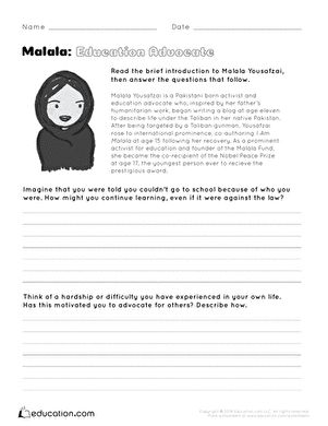 Fifth Grade Reading & Writing Worksheets: Malala: Education Advocate Malala Book, I Am Malala, Important People In History, Fifth Grade Reading, Thoughtful Questions, People In History, Map Skills, Malala Yousafzai, Famous Personalities