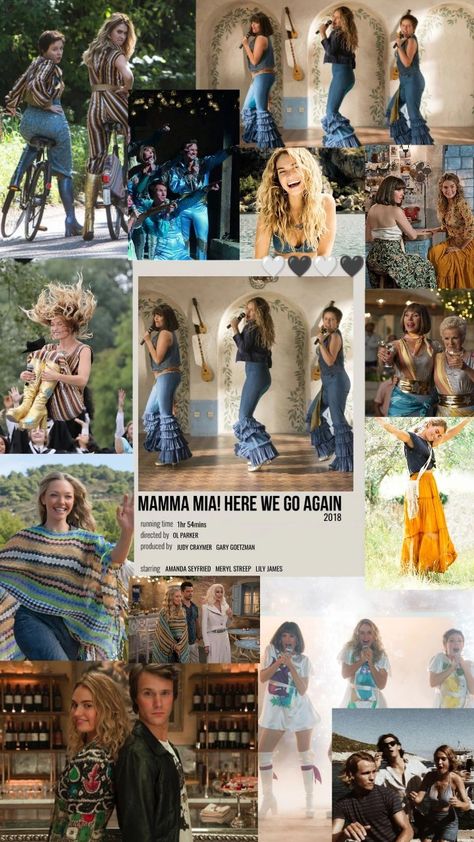 Mamma Mia The Movie, Mamma Mia Young Donna Outfits, Mamma Mia Here We Go Again Outfits, Mama Mia 2 Outfits, Donna Mamma Mia Outfits, Mamma Mia Lily James, Momma Mia Outfits, Mamma Mia Aesthetic Wallpaper, Mama Mia Aesthetic Outfits