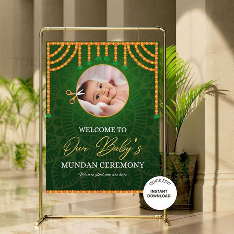 Baby Mundan Ceremony Welcome Sign , Tonsure ceremony sign, Hindu Mundan Sanskar sign, Hindu Tonsore Mundan Ceremony, Ceremony Welcome Sign, Digital Sign, Ceremony Sign, Digital Signs, Ceremony Signs, Unique Invitations, Editing Tutorials, Baby Signs