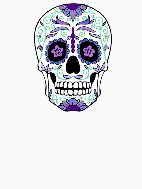 Candy Skull Tattoo, Animal Stencil Art, Sugar Scull, Skull Ideas, Skull Art Print, Purple Day, Bling Ideas, Sugar Skull Design, Sugar Skull Tattoos