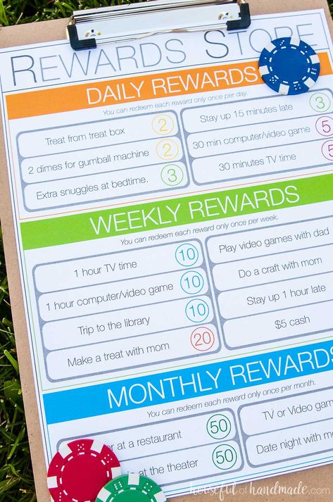 Let your kids earn rewards with their kids chore system. They can save up for big rewards and learn to manage their money. Housefulofhandmade.com Behavior Chart Toddler, Kids Reward Chart, Reward System For Kids, Chore Rewards, Age Appropriate Chores For Kids, Token System, Chore System, Child Behavior Chart, Chore Chart For Kids