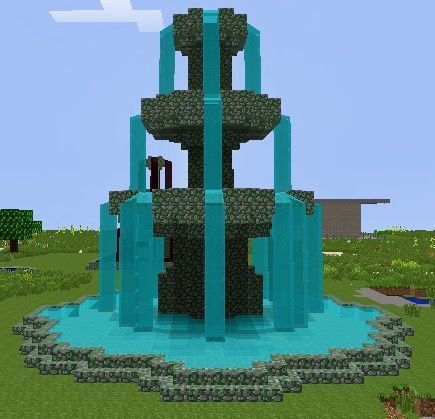 Minecraft Fountain Garden ` Minecraft Fountain - Fountain Minecraft Ideas, Water Fountain Minecraft, Minecraft Water Fountain, Minecraft Kale, Minecraft Fountain, Garden Minecraft, Villa Minecraft, Construction Minecraft, Case Minecraft