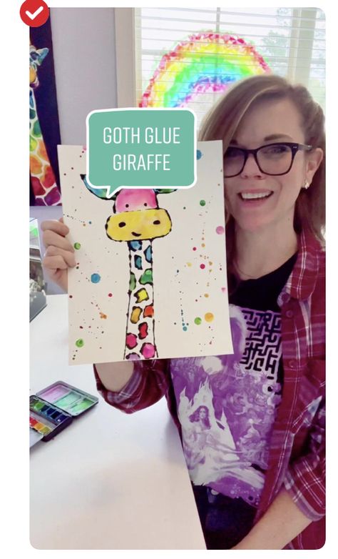 Giraffe Activity Preschool, Watercolour Giraffe Easy, Giraffe Art Project, Goth Glue, Neon Giraffe, Andrea Nelson Art, Andrea Nelson, Giraffe Crafts, Watercolor Giraffe