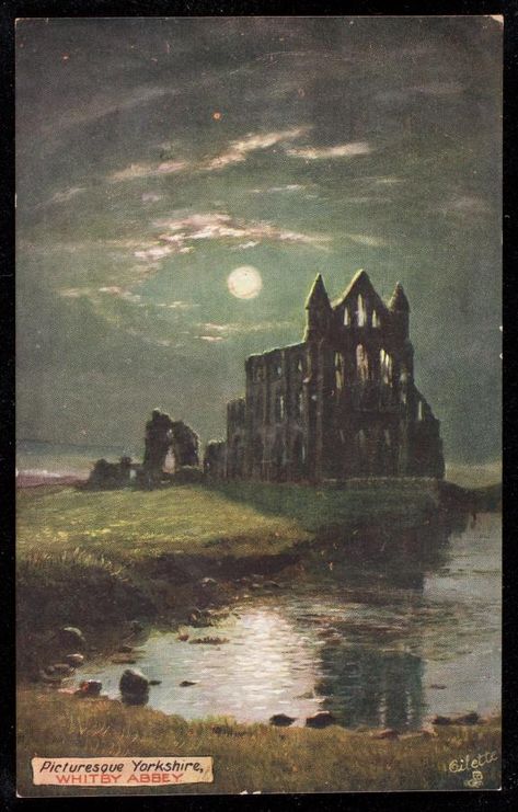 Picturesque Yorkshire, Whitby Abbey : Free Download, Borrow, and Streaming : Internet Archive Ib Art, Gothic Images, Whitby Abbey, Castle Painting, Vintage Motorcycle Posters, Scenic Photography, Night Scenery, Gothic Horror, Dark Gothic