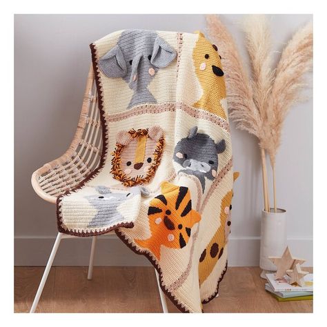 Crochet Blanket Patterns | Hobbycraft Safari Blanket Crochet, Jungle Crochet Baby Blanket, Crochet Baby Blanket Animals, Safari Crochet Baby Blanket, Crochet Safari Baby Blanket, Crochet Animal Baby Blanket, Animal Crochet Blanket, Crochet Jungle Blanket, Crochet Animal Blanket