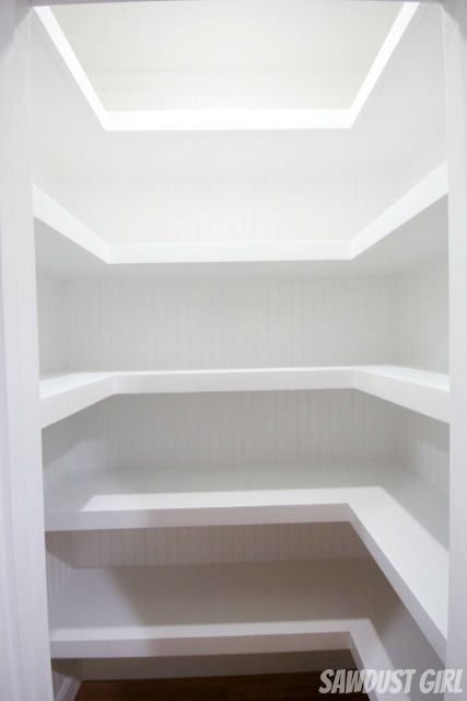 Closet With Floating Shelves, Ikea Floating Shelves, Deep Closet, Sawdust Girl, Floating Shelves Bedroom, Floating Shelves Living Room, Hallway Closet, Black Floating Shelves, Floating Shelf Decor