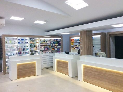 Pharmacy Counter Design, Pharmacy Design Ideas, Store Counter Design, Mobile Shop Design, Shop Counter Design, Pharmacy Decor, Luxury Ceiling Design, Store Shelves Design, Down Ceiling Design