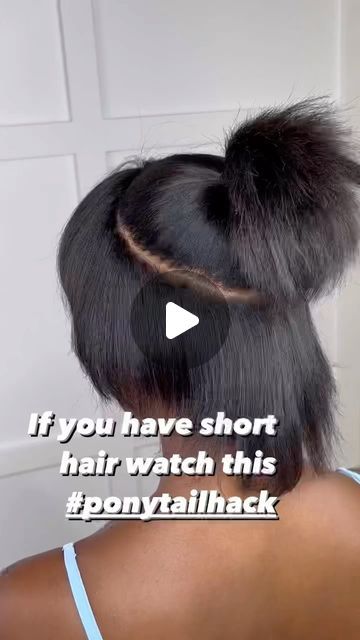 Half Wig Ponytail Hairstyles, Hairstyles With Fake Ponytails, Inside Ponytail Weave, Glue In Ponytail Weave, Black Women Clip In Hairstyles, How To Style Short Hair Ponytail, Ponytail Hairstyles On Short Hair, Natural Ponytails For Black Hair Short, Clip In Ponytail Hairstyles