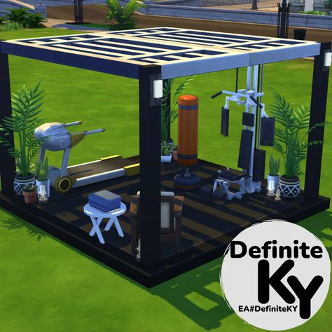 Functional in game play. Download from EA gallery #DefiniteKY2 Sims 4 Home Gym Ideas, Sims 4 Home Gym, Sims Rooms, Bloxburg Ideas, Sims House Design, Outdoor Gym, Outdoor Yoga, Building Ideas, Sims 4 Houses