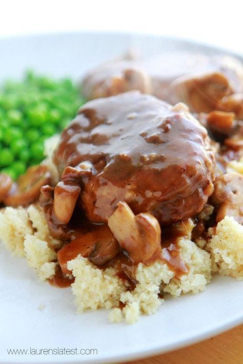 Turkey Salisbury Steak Steak Healthy, Turkey Salisbury Steak, Healthy Steak Recipes, Ground Turkey Recipes Easy, Healthy Steak, Ground Turkey Recipes Healthy, Salisbury Steak Recipes, Healthy Turkey, Turkey Dishes