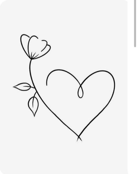 Single Line Flower Tattoo, Open Heart Tattoo, Heart Flower Tattoo, Rose Heart Tattoo, Tattoo Prints, Future Tattoo Ideas, Embroidery Hoop Art Diy, Doodle Art Flowers, Flower Drawing Tutorials