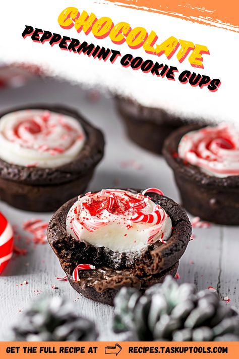 Indulge in the perfect holiday treat with these delightful Chocolate Peppermint Cookie Cups! Each bite features a rich chocolate cookie base filled with a creamy peppermint center, creating a harmonious blend of flavors that will leave your taste buds craving more. Ideal for festive gatherings or cozy nights in, these cookie cups are not only easy to make but also visually stunning, making them a showstopper on any dessert table. Discover the joy of baking and impress your loved ones with this deliciously unique recipe! Peppermint Mocha Cookies, Peppermint Cookie, Joy Of Baking, Peppermint Cheesecake, Chocolate Peppermint Cookies, Cookie Base, Unique Recipe, Chocolate Cookie Dough, Festive Desserts