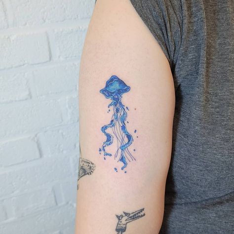 Tattoo uploaded by Jennifer R Donnelly | Watercolor jellyfish tattoo by Paya Tattooist #PayaTattooist #jellyfish #oceanlife #ocean #color #watercolor | 1458234 | Tattoodo Matching Tattoos Jellyfish, Blue Jellyfish Tattoo, Matching Jellyfish Tattoos, Jelly Fish Tattoo Color, Ponyo Jellyfish Tattoo, Colorful Jellyfish Tattoo, Watercolor Jellyfish Tattoo, Blue And Purple Jellyfish Tattoo, Watercolor Jellyfish