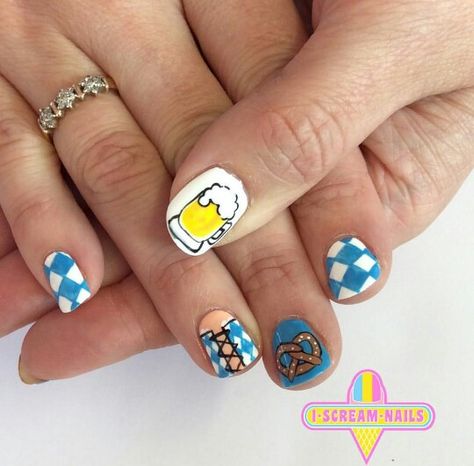 Octoberfest Nails Oktoberfest, Germany Nails Designs, Germany Nails, Beer Olympics, Nagel Design, Beer Design, Easy Nail Art, Beauty Nails, Nail Ideas