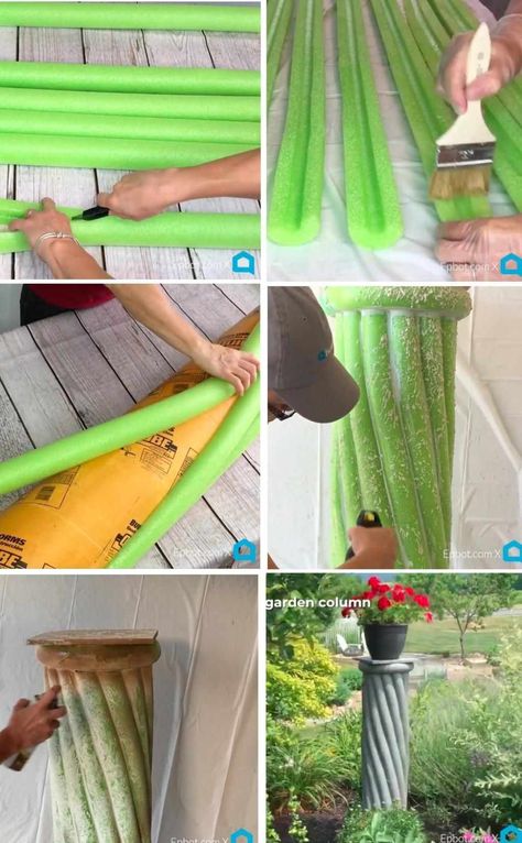 Pool Noodle Crafts, Arts And Crafts For Teens, Christmas Farmhouse, Easy Arts And Crafts, Farmhouse Front, Art And Craft Videos, Pool Noodles, Front Porch Ideas, Front Porches