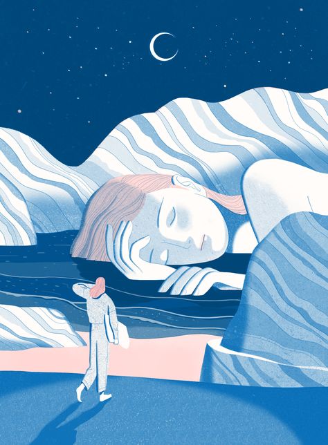 A good night’s sleep is vital for our health and happiness – and there’s now a vast choice of gadgets, apps and treatments on hand to help us drift into the arms of Morpheus Words by Genevieve Fox | Illustration by Jun Cen 동화 삽화, Fox Illustration, Health And Happiness, Flat Illustration, How To Manifest, Editorial Illustration, Good Night Sleep, Character Illustration, Good Night