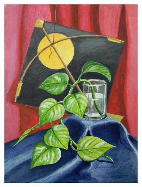 Water Colour Still Life Drawing, Still Life Drawing Colour Easy, Object Painting Still Life, Elementary Still Life, Intermediate Still Life Drawing, Still Life Drawing Watercolors, Still Lives Drawing, Still Life Drawing Colour, Oil Pastel Still Life Drawing