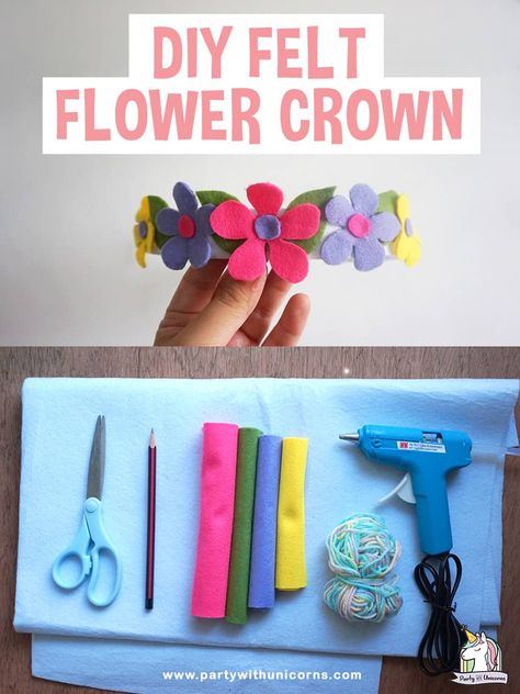 Diy Felt Flower Crown, Flower Crown Craft, Aunt Things, Planing Ideas, Sewn Toys, Nanny Ideas, Felt Flower Crown, Afternoon Crafts, Fairy House Crafts