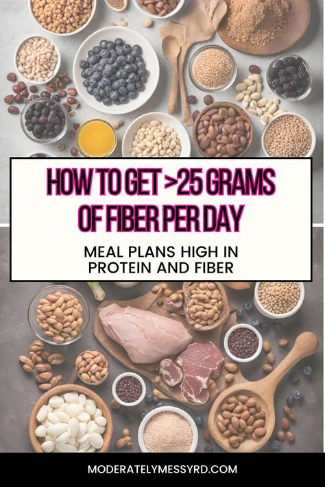 How to get 25 grams of fiber per day (also high protein). These meal plans provide a good foundation on how to incorporate more high protein, high fiber foods into the diet. By adapting some of these eating habits, you can build confidence, manage your weight, feel good about yourself, and potentially lower your risk for chronic diseases. How To Get 25g Of Fiber A Day, More Fiber In Diet, 25g Of Fiber, Easy High Protein And Fiber Meals, How To Get 25 Grams Of Fiber A Day, 25 Grams Of Fiber A Day, Easy High Fiber Snacks, High Protein And Fiber Lunch, High Fiber Keto Foods