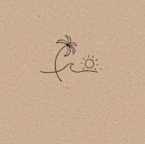 simple summer tattoo ideas☀️🌻 Back Tattoo Women Small Ideas, Island Tatoos Small, Beach Meaning Tattoos, Cute Small Hawaii Tattoos, Beach Tattoo On Hip, Dainty Tattoos Beach, Beach Related Tattoos Small, Best Friend Beach Tattoo Ideas, Simplistic Beach Tattoo