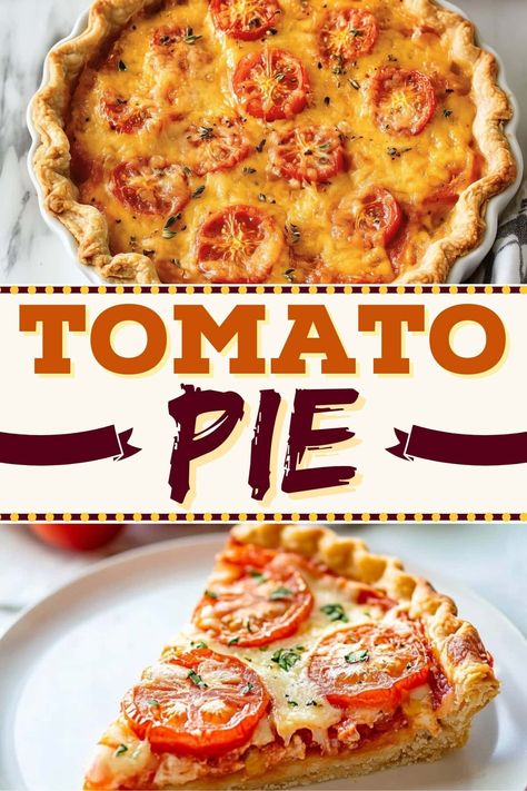 Get a taste of the South with this classic tomato pie! Fresh, juicy tomatoes are baked into a golden crust with cheese and seasoning for a true delight. Fresh Tomato Pie Recipes, Tomato Onion Pie, Tomato Mozzarella Pie, Tomato Pie Recipe Southern, Tomato Pie Recipes, Amish Custard, Easy Tomato Pie, Meatless Casseroles, Green Tomato Pie