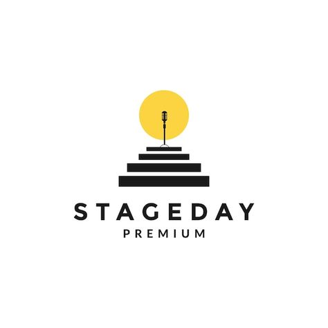 Stage Logo Design, Stage Logo, Microphone Logo, Theatre Logo, Stage Spotlights, Logo Silhouette, Stage Designer, Art Assignments, Event Stage