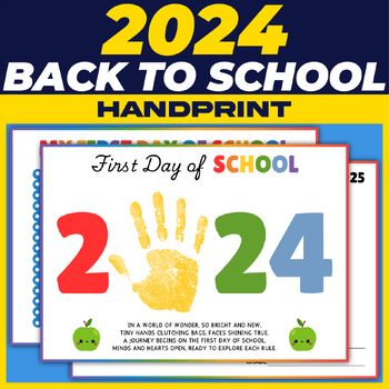 First Day If Preschool Craft, First Week Of School Art Preschool, First Week Preschool, 1st Day Of School Craft, First Day Of School Craft Kindergarten, First Day Of School Handprint Craft, Preschool Crafts Back To School, Preschool Handprint Poem, First Day Of Preschool Crafts