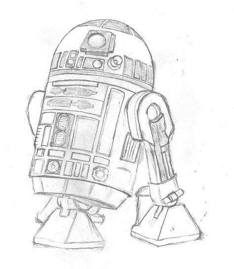 Star Wars Droids Drawing, Starwars Drawing Ideas Easy, Star Wars Doodle Art, Star Wars Things To Draw, Starwars Sketches Easy, Star Wars Ship Drawing, R2d2 Drawing Easy, R2 D2 Drawing, Easy Starwars Drawing