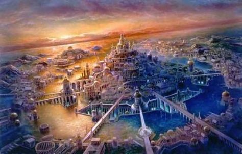 The idea of an Atlantis, a lost civilization forgotten to history is an exciting and alluring concept, but is an advanced civilization predating our own even plausible? Lost City Of Atlantis, 다크 판타지, Fantasy City, Fantasy Castle, Fantasy Setting, Fantasy Places, Fantasy Art Landscapes, Lost City, Arte Fantasy