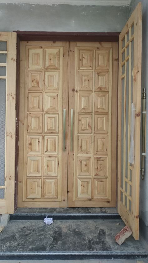 Double Door Sagwan Design, Main Double Door, Ms Door, Net Door, Raj Kumar, Tv Unit Furniture Design, Pvc Ceiling Design, Door Design Photos, Main Entrance Door Design