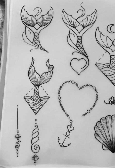 Shell Tattoos, Petit Tattoo, Mermaid Drawings, Disney Tattoo, Mermaid Tattoo, Tiny Tattoo, Mermaid Tattoos, Pola Sulam, Tattoo Feminina