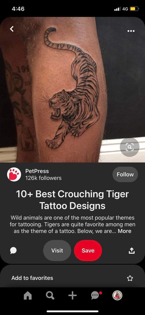 Crouching Tiger Tattoo, Crouching Tiger, Tiger Tattoo Design, Tiger Tattoo, Animals Wild, Tatting, Tattoo Ideas, Tattoo Designs, Tattoos