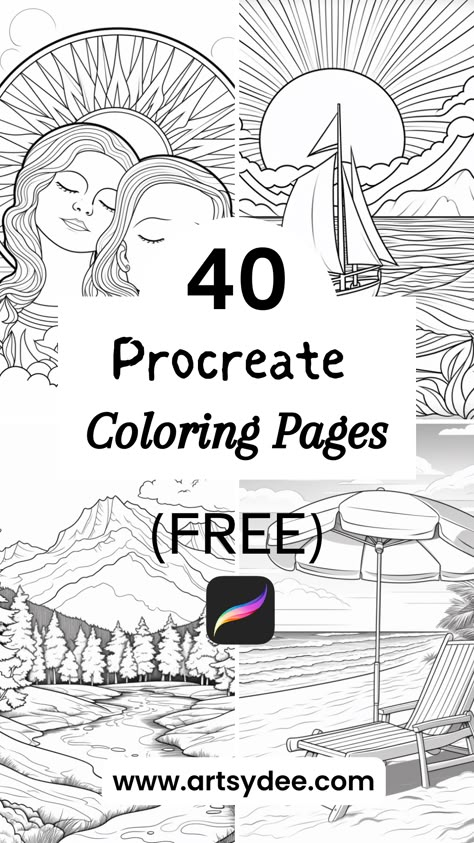 Procreate Coloring Pages, Procreate Coloring, Free Adult Coloring Printables, Procreate Ipad Tutorials, Adult Coloring Books Printables, Free Procreate, Free Adult Coloring Pages, Adult Coloring Book Pages, Online Coloring Pages