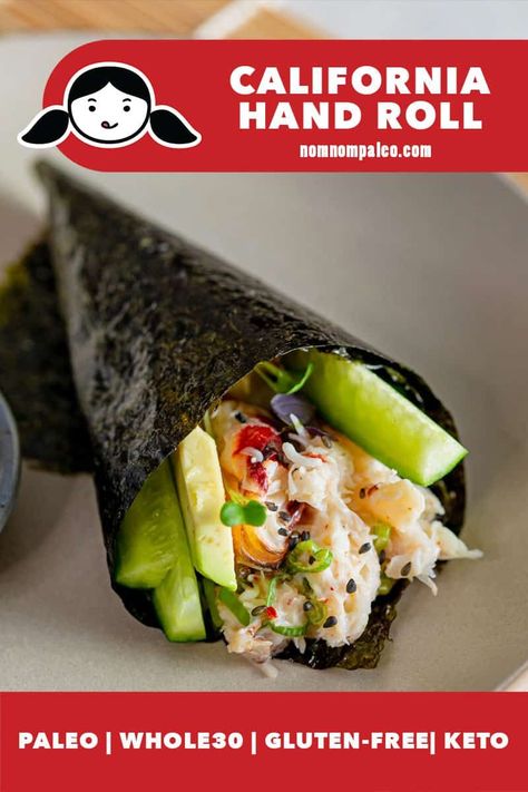 Sushi Wraps Recipes, Handroll Sushi, Sushi Hand Rolls, Crab And Avocado, Sushi Wrap, Healthy Asian Recipes, Roll Sushi, Japanese Desserts, Medicine Tips