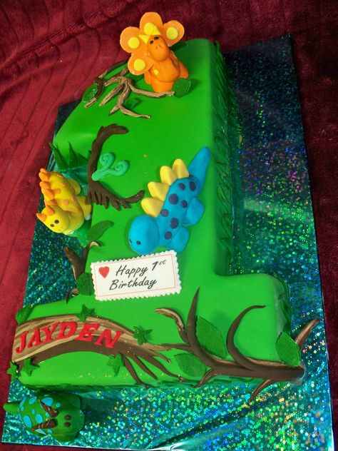 DINOSAUR THEMED number One Cake Best birthday cakes in Auckland, New Zealand. FRESCO FOODS LTD www.frescofoods.co.nz Facebook: Fresco foods cakes Email: fresco@woosh.co.nz Number 1 Dinosaur Cake, First Birthday Cake Boy, Birthday Cake Boy, Number One Cake, Number 1 Cake, Cake Boy, Baby First Birthday Cake, One Cake