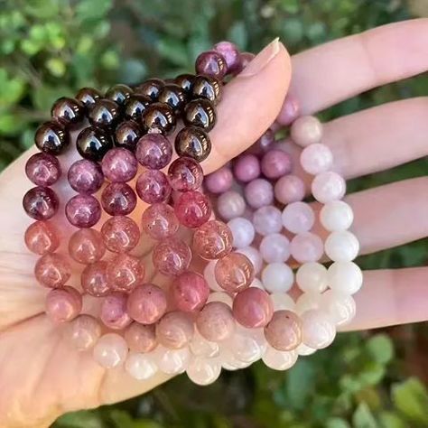 casual-simple-style-round-natural-stone-beaded-knitting-bracelets-nh10650418 Beaded Knitting, Black Tourmaline Bracelet, Jewelry Real, Bracelet Love, Tourmaline Bracelet, Rose Quartz Bracelet, Love Spell, Handmade Bangles, Bracelet Fashion