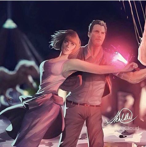 Jurassic World - Claire & Owen #Clawen Jurassic World Fanart, Claire And Owen, Pixar Fanart, Jurassic World Claire, Movies Fanart, Jurassic Park Trilogy, Jurassic Movies, Jurassic World 3, Jurassic World 2