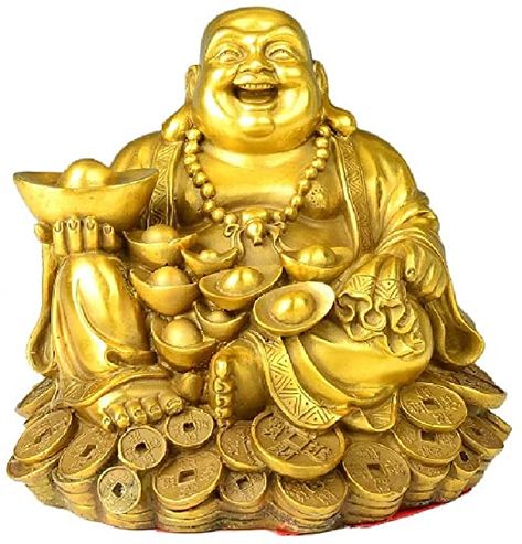 Feng Shui Decor Laughing Buddha Statue Maitreya Figurine Carrying Money Bag Happy Buddha for God Luck Brass Sculptures Home Decorations (Large) Feng Shui Money Frog, Laughing Buddha Statue, Buda Wallpaper, Feng Shui Good Luck, Gold Ingot, Feng Shui Living Room, Elephant Home Decor, Buddha Decor, God Of Wealth