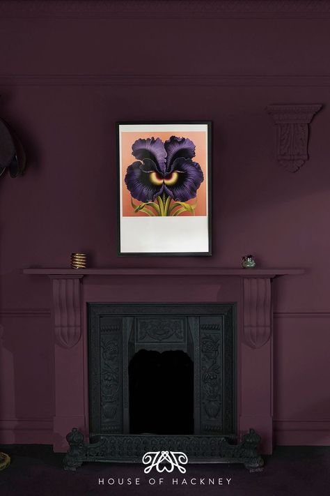 Discover the perfect paint colours to take your interiors over to the dark side this Halloween. Uncover the collection through the link in bio. Purple Accent Wall, Plum Walls, Fall House, Luxury Purple, Lily Wallpaper, Paint Collection, Hydrangea Painting, Luxury Paints, House Of Hackney