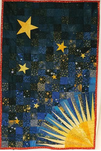 Starburst // make the sun a moon, cool idea for an appliqué quilt for my new home. Oh My Stars Quilt Pattern, Quilting Stars, Colchas Quilting, Space Quilt, Sky Quilt, Moon Quilt, Landscape Quilts, Patch Aplique, Pdf Quilt Pattern